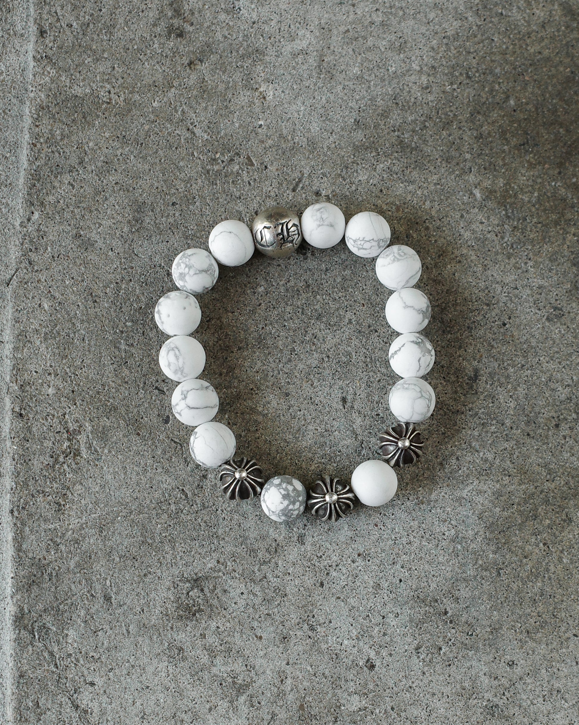 Chrome Hearts 10mm Howlite 4 Beaded Bracelet – BLINDATE INC