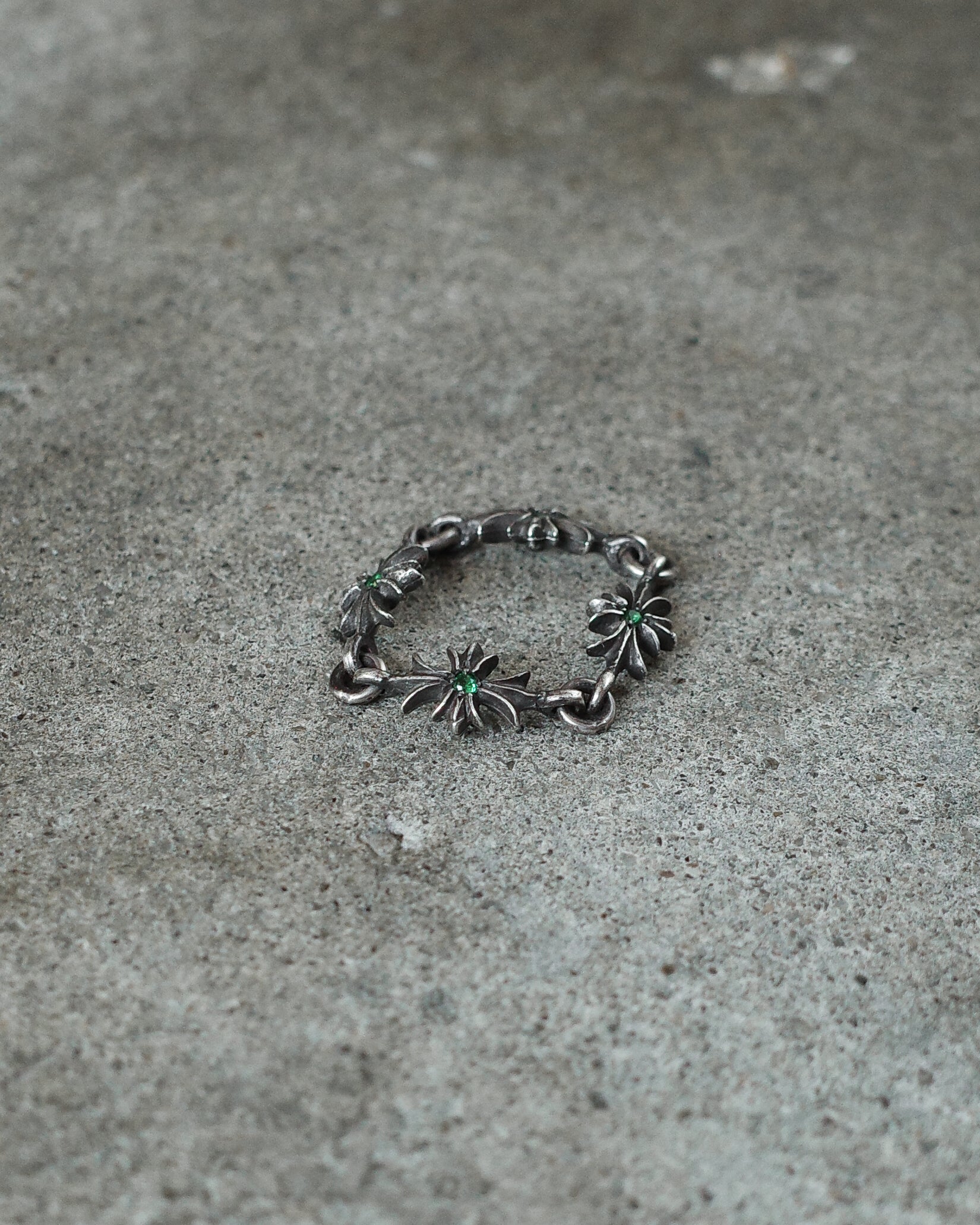 Chrome Hearts Tiny E Emerald Ring