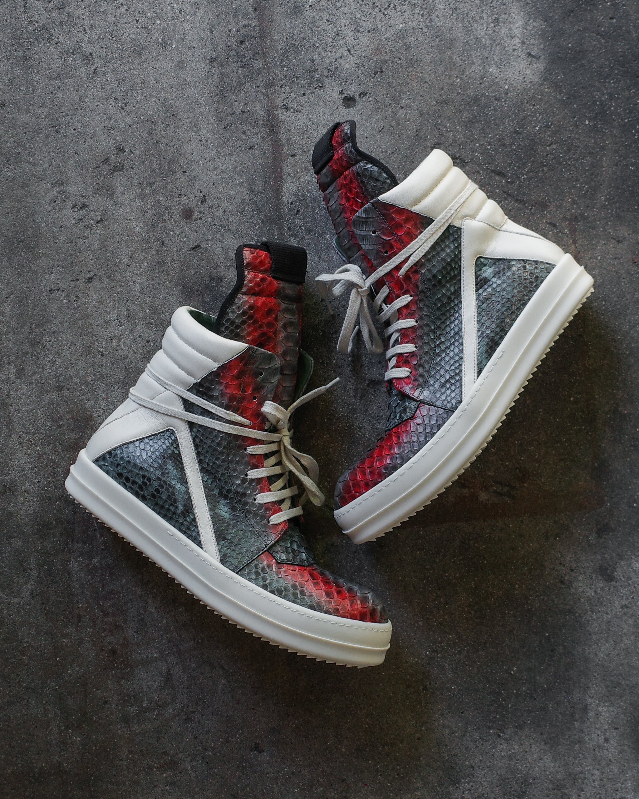 靴 Rick Owens geobasket python Python Geobasket in Black/Natural – SVRN