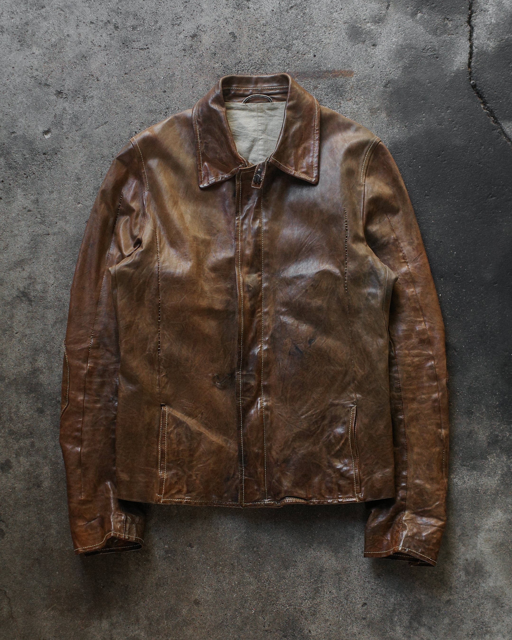 ジャケット・アウター CAROL CHRISTIAN POELL OVERLOCK JACKET Object Dyed Lined Overlock Leather Jacket – The Library 1994