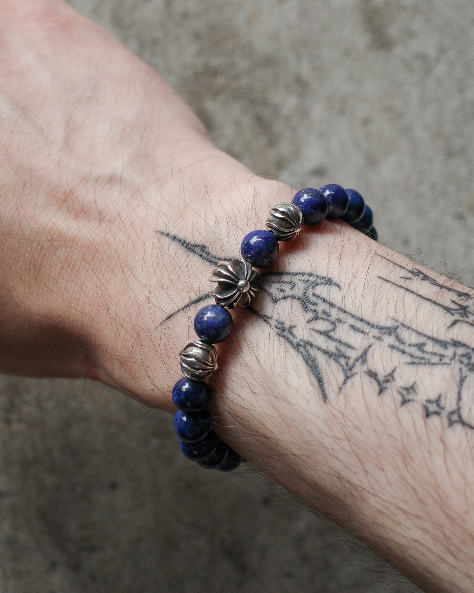 Chrome Hearts Lapis Lazuli Bead Bracelet