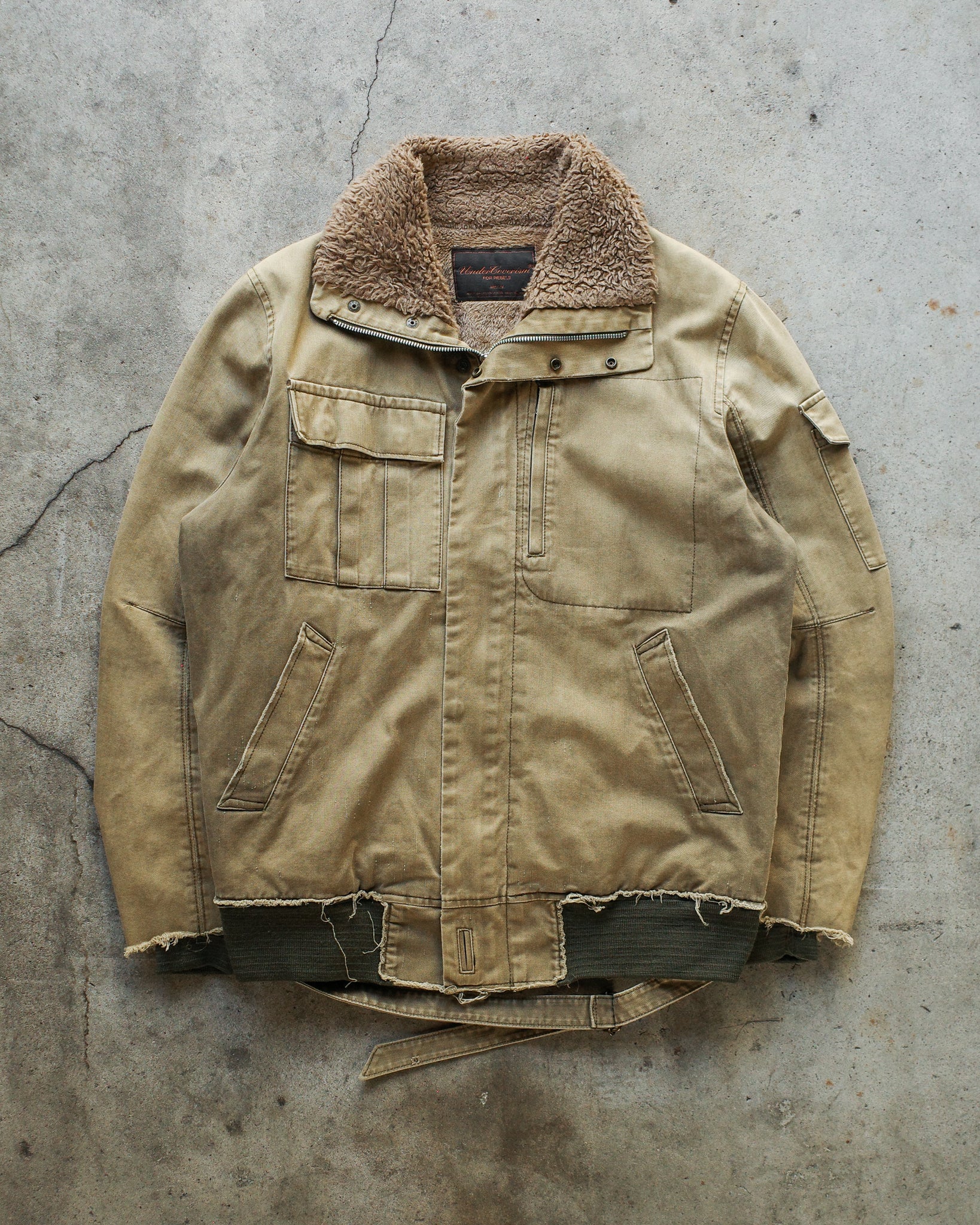 Undercover AW05 Distressed Military Fur Jacket