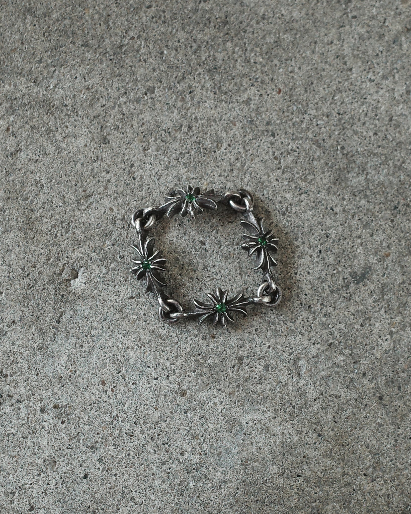 Chrome Hearts Tiny E Emerald Ring