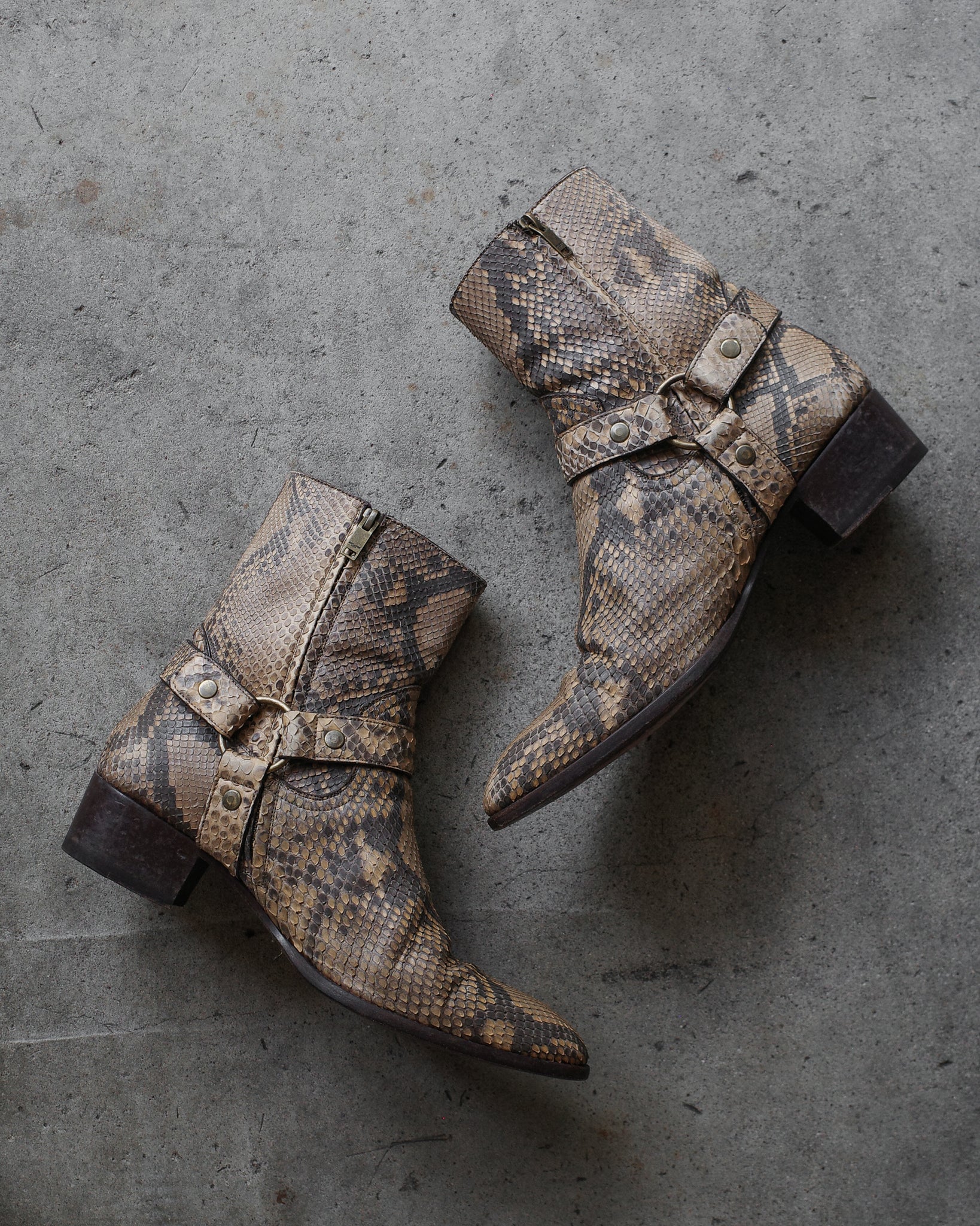 Saint Laurent Paris Python Harness Wyatt Boots