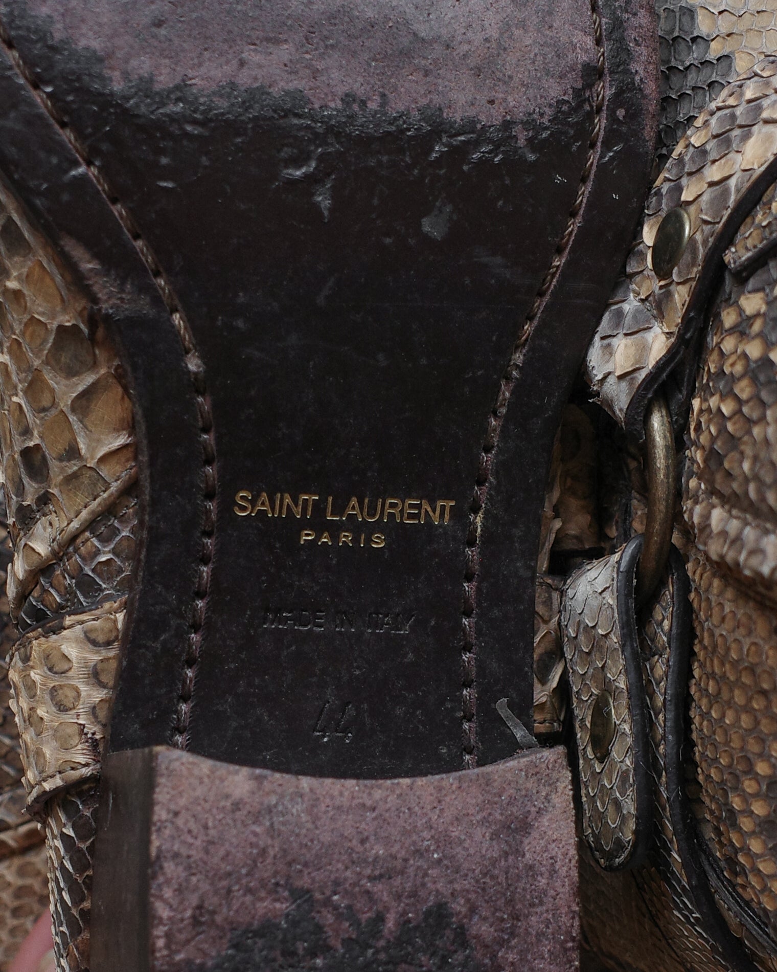 Saint Laurent Paris Python Harness Wyatt Boots