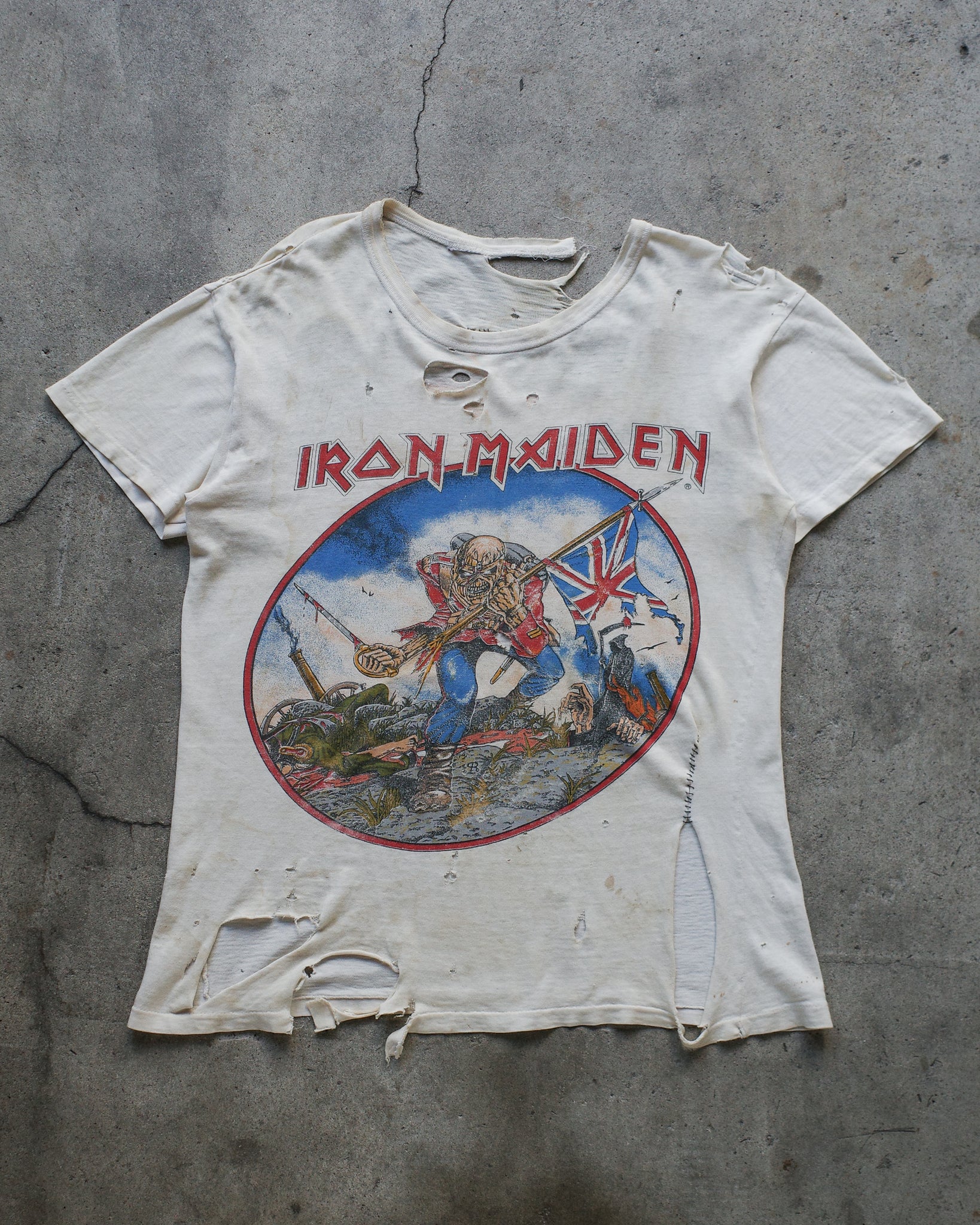 1983 Iron Maiden "World Peace Tour" Thrashed & Repaired Tee
