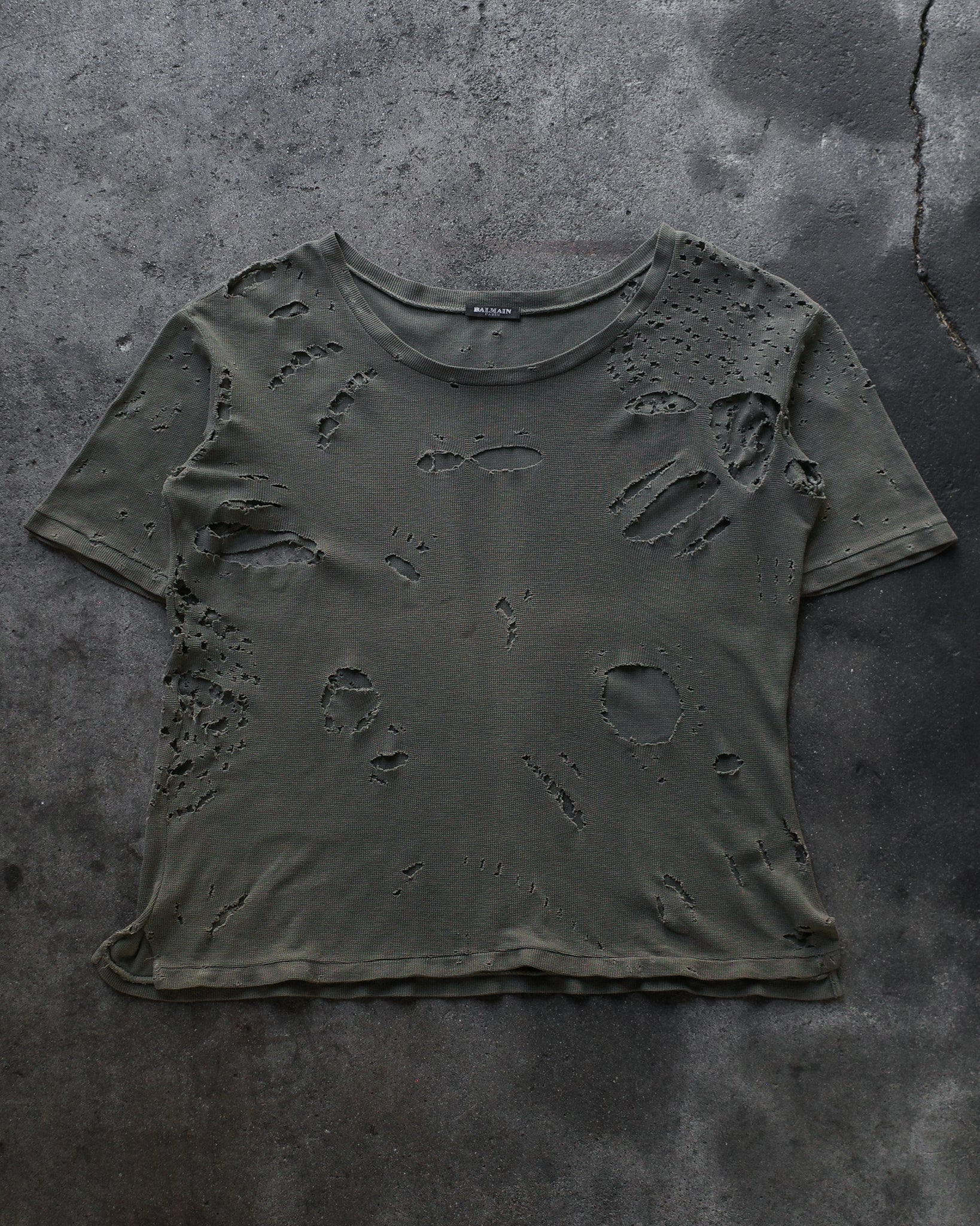 Balmain SS11 Distressed Thermal Tee
