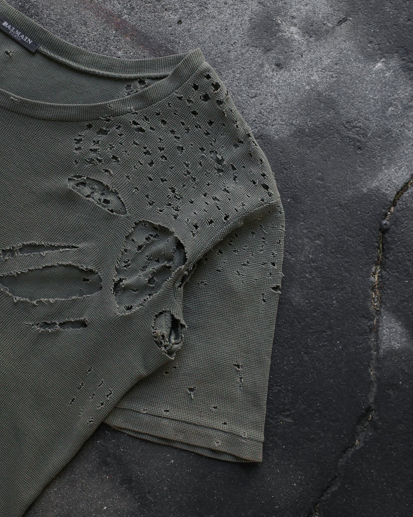 Balmain SS11 Distressed Thermal Tee