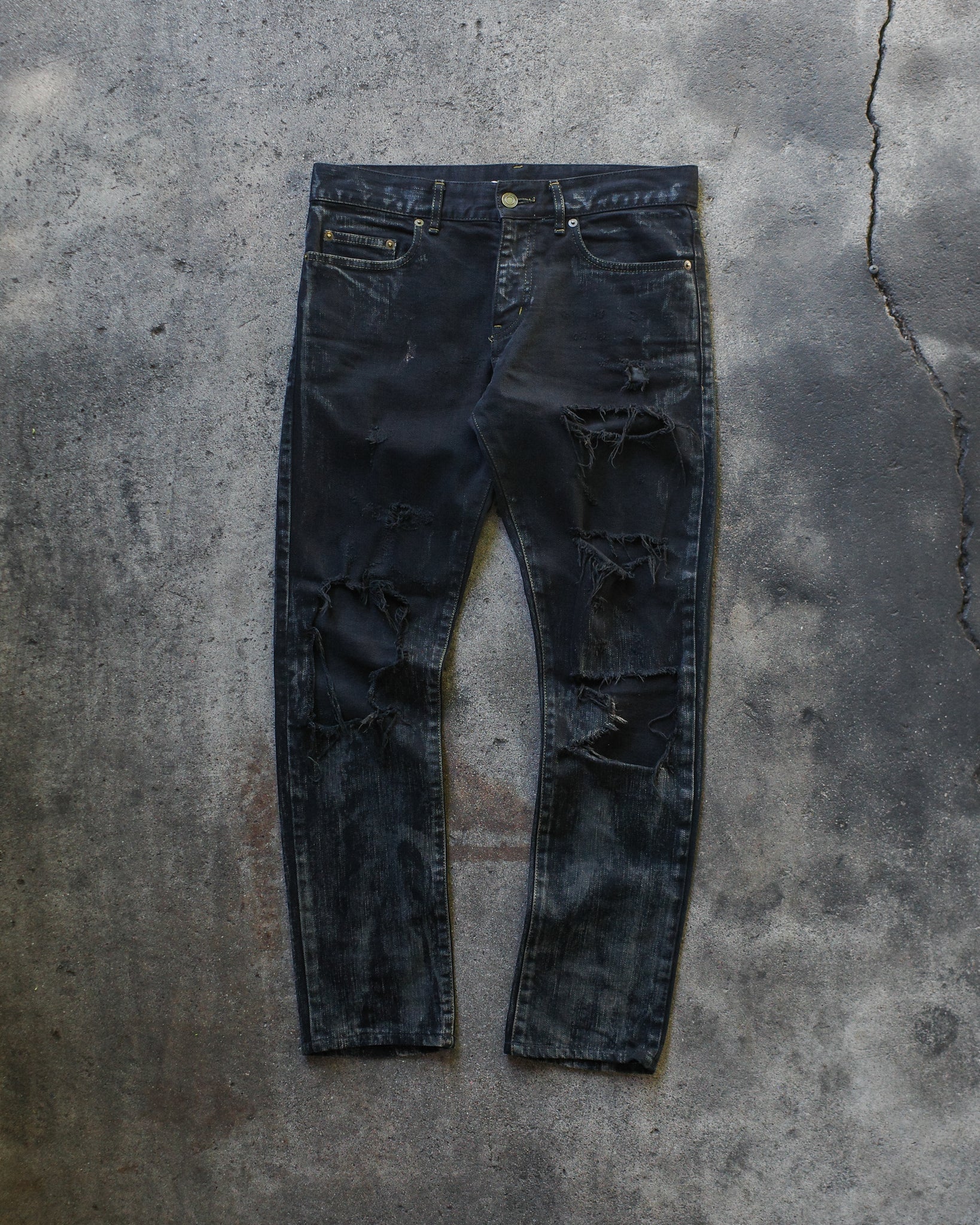 Saint Laurent Paris 2015 Oil Stained Crash Denim – BLINDATE INC