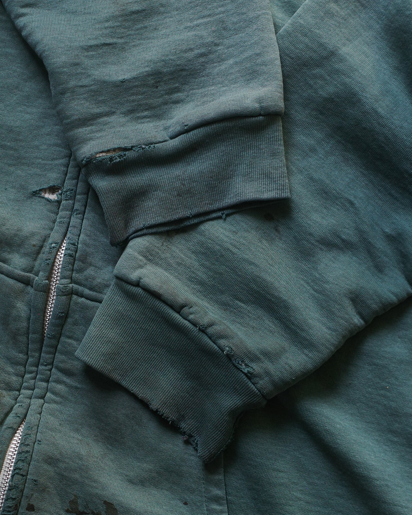 1990s Faded & Distressed Thermal Zip Hoodie