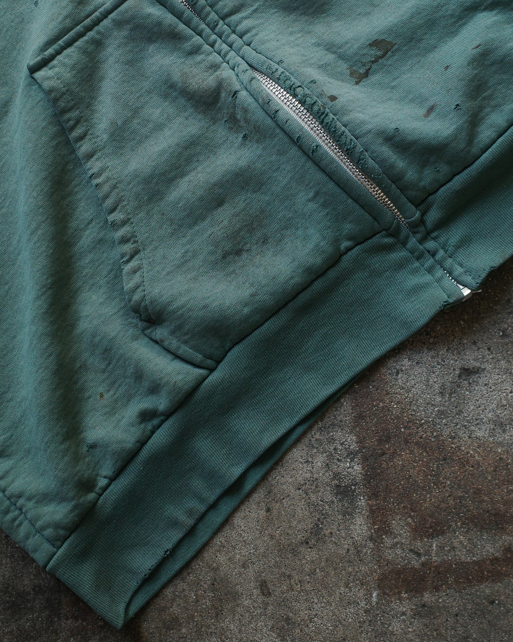 1990s Faded & Distressed Thermal Zip Hoodie
