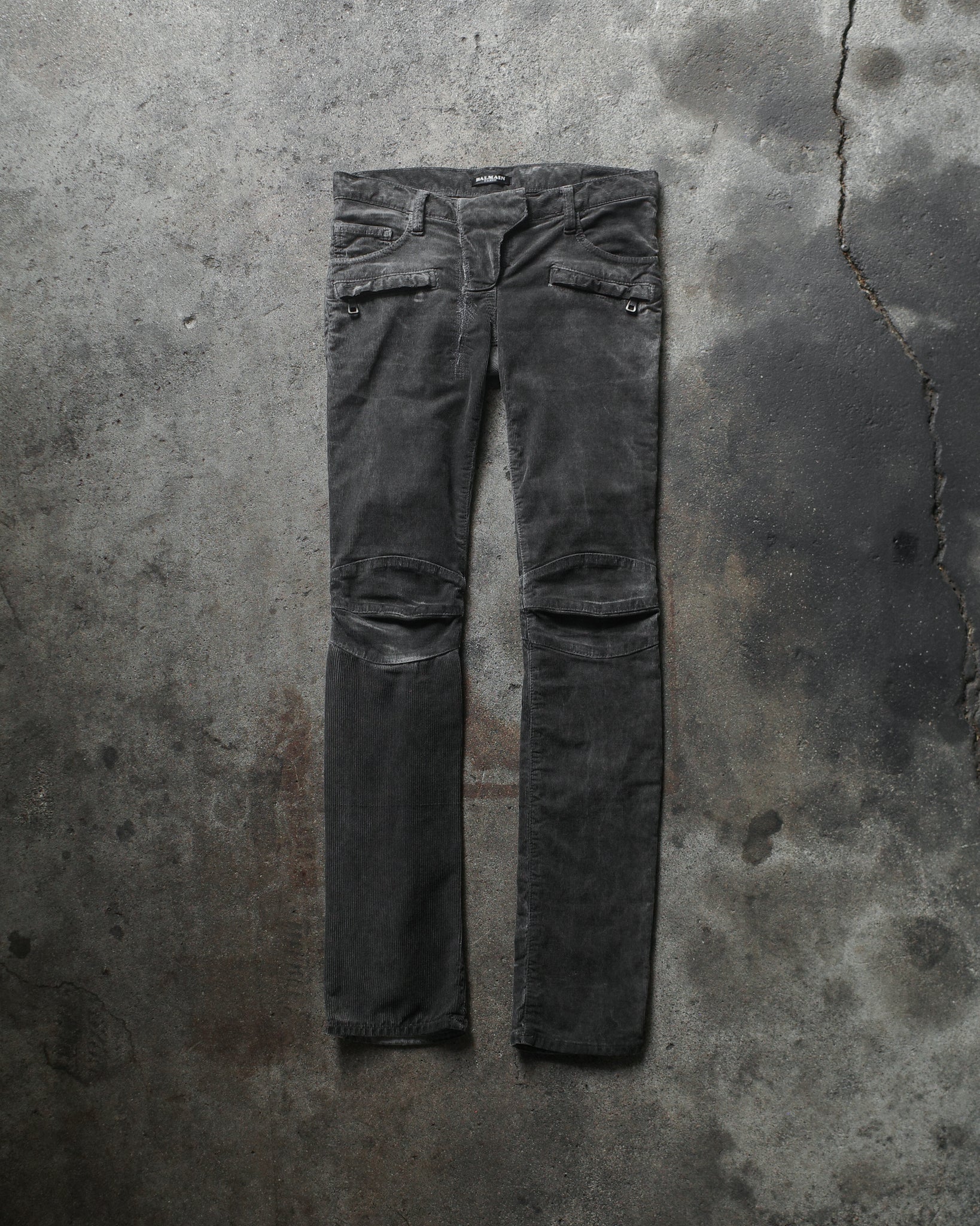 Balmain SS11 Repaired Waxed Corduroy Biker Pants