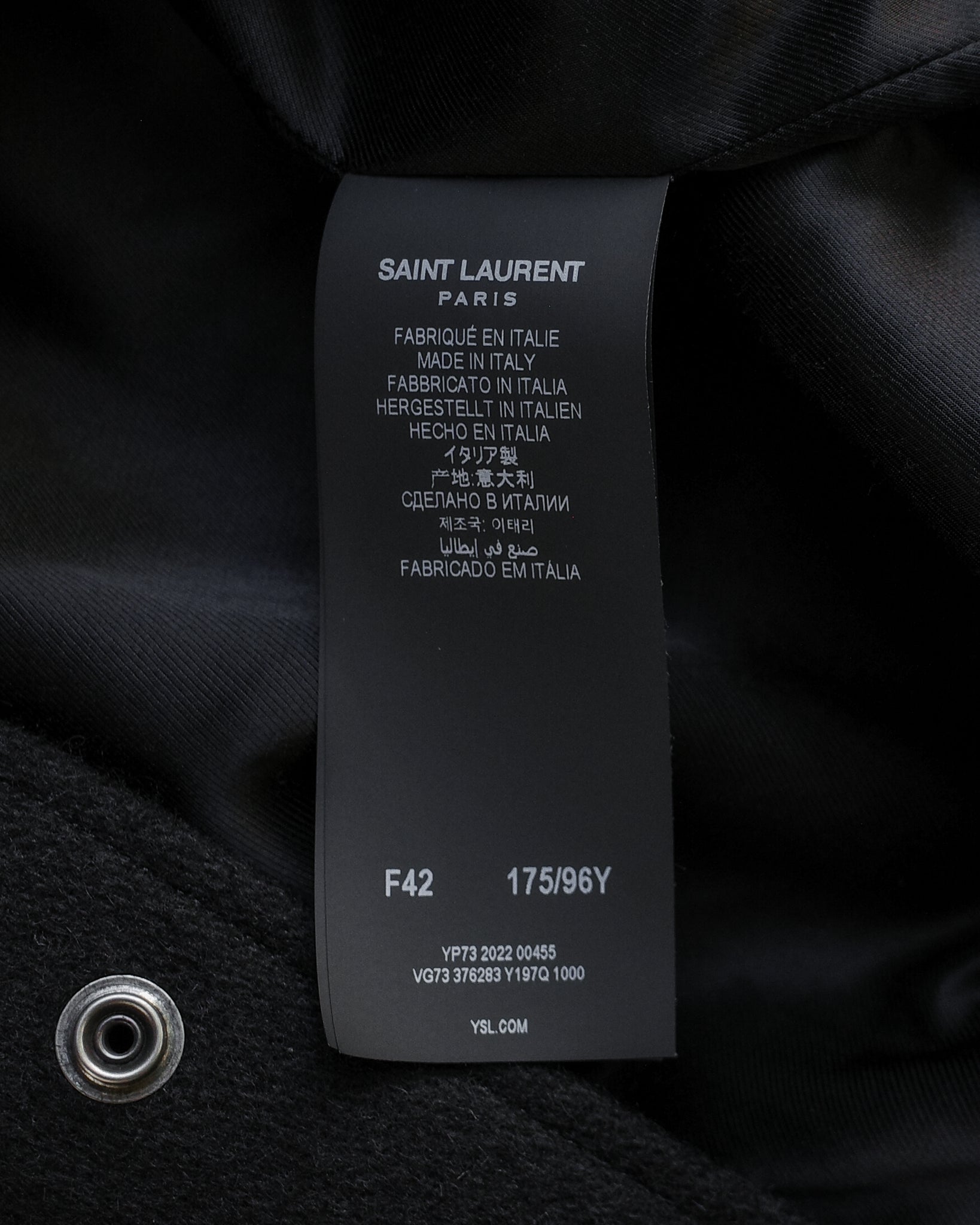 Saint Laurent Paris 2022 Teddy Jacket