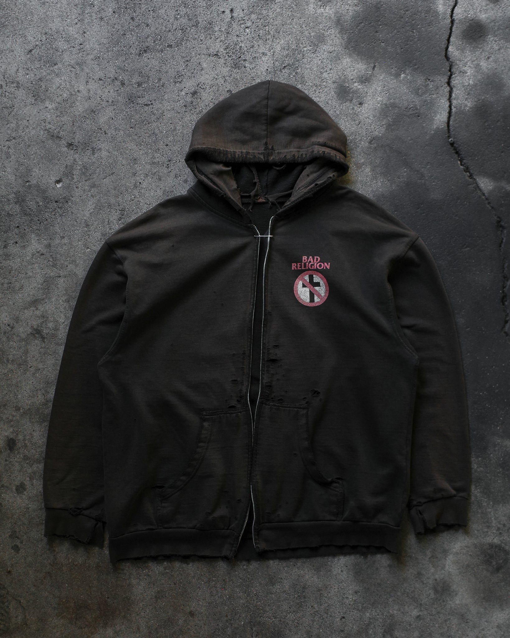 1990s Bad Religion Faded & Distressed Zip Up