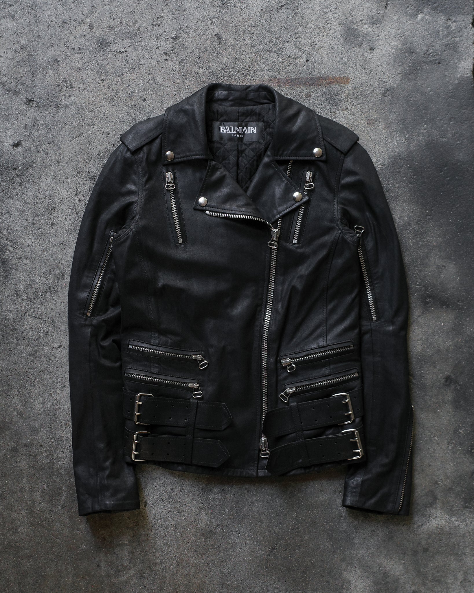 STUD HOMME ラムレザーバイカー ライダース ジャケット バルマン型 黒 ライダースジャケット stud homme jacket STUD HOMME ラムレザー