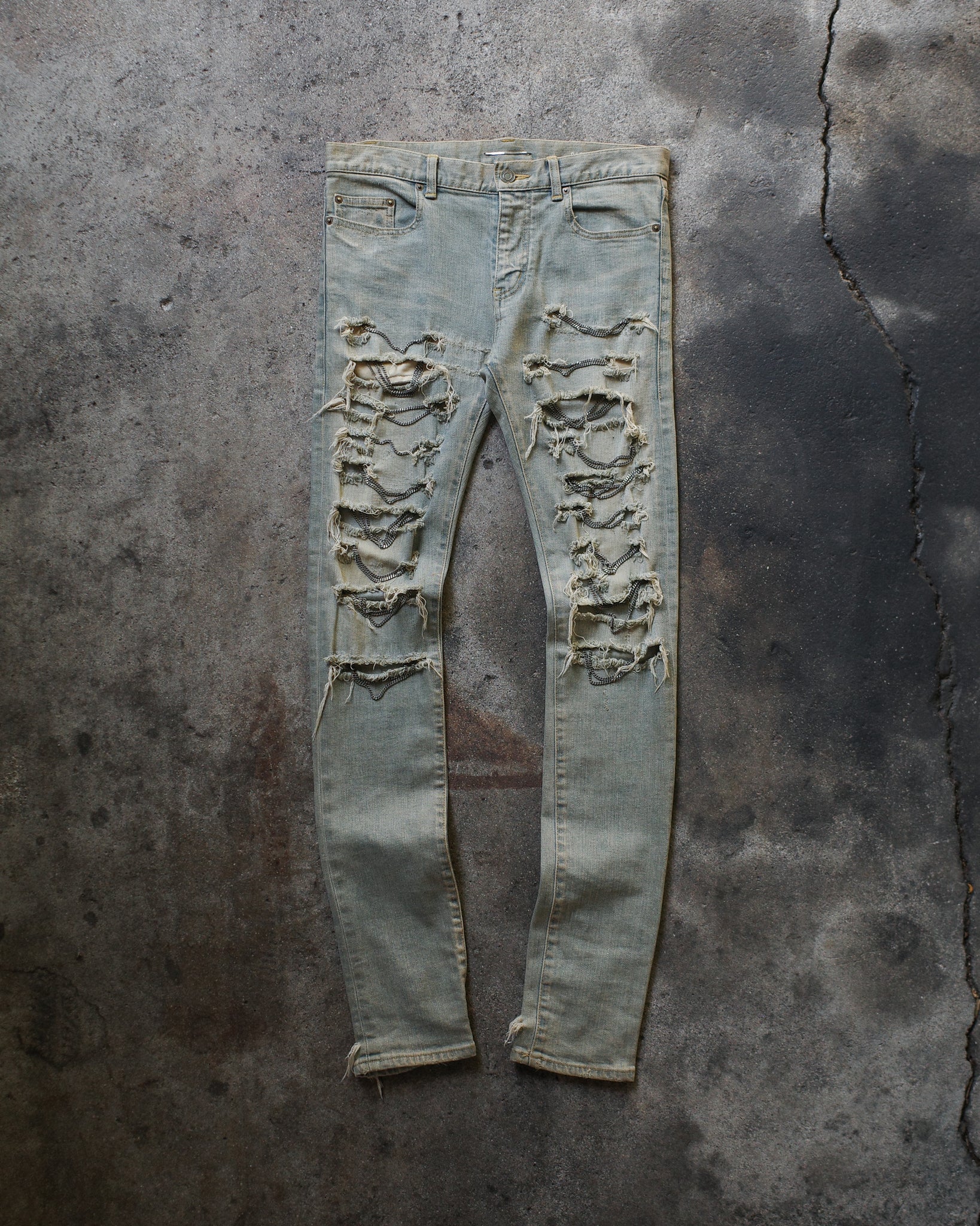Saint Laurent Paris FW13 Mudwash Chain Denim