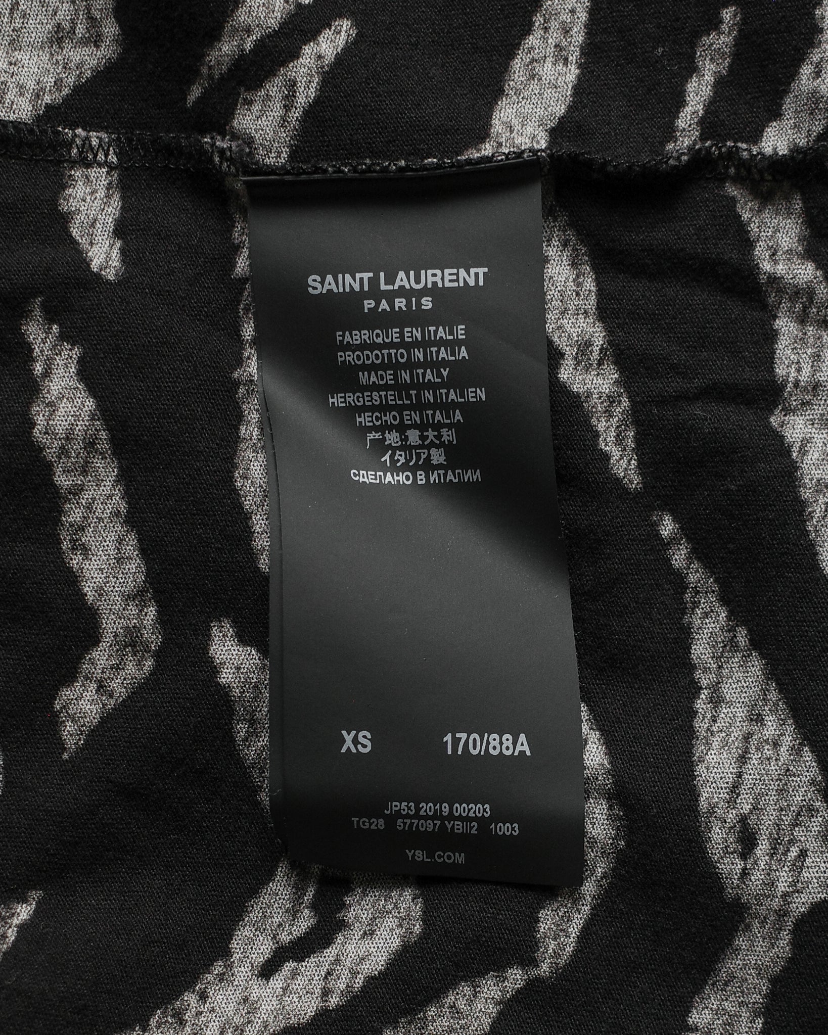 Saint Laurent Paris SS19 Tiger Print Tee