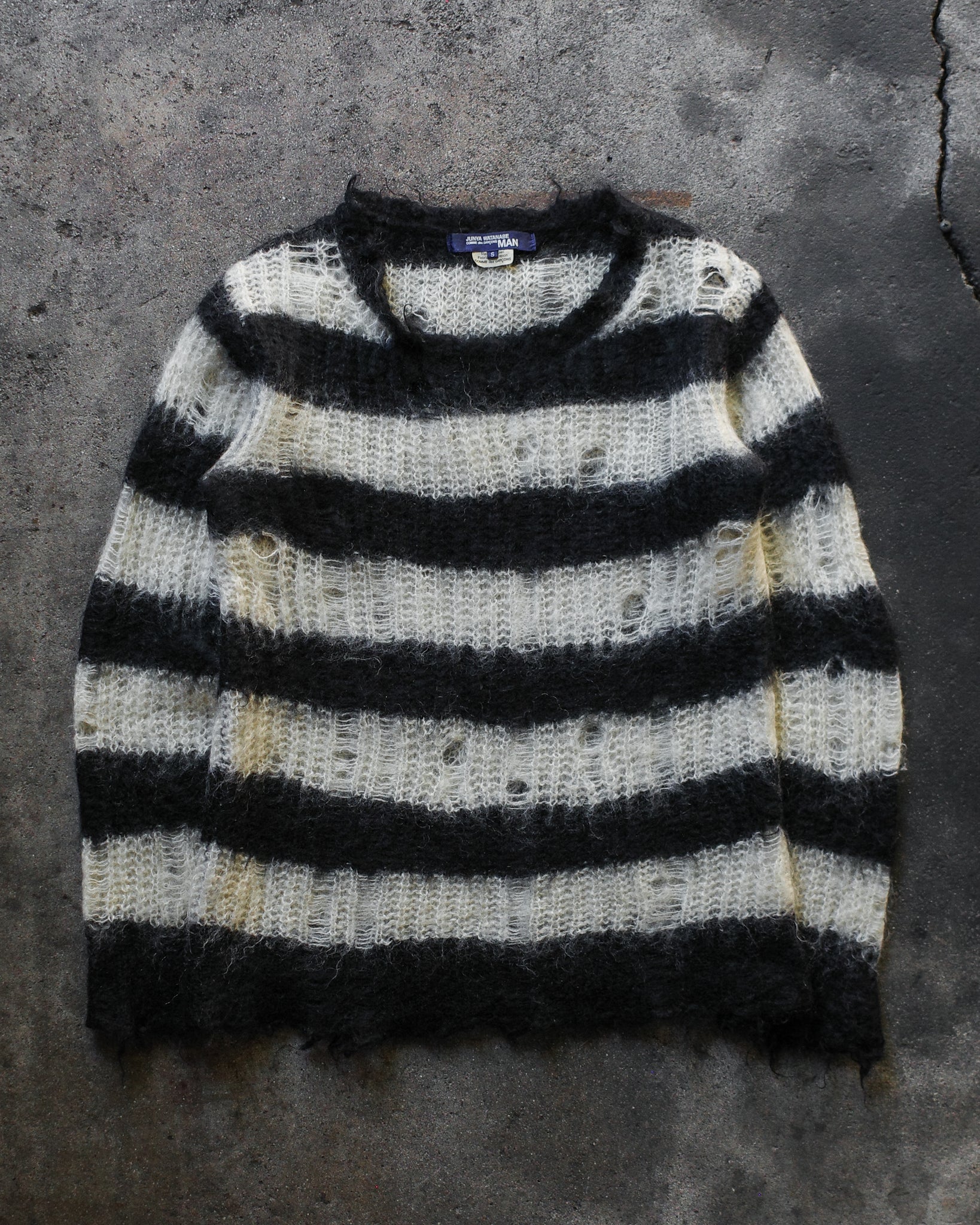 Comme Des Garcon AW14 Striped Grunge Knit