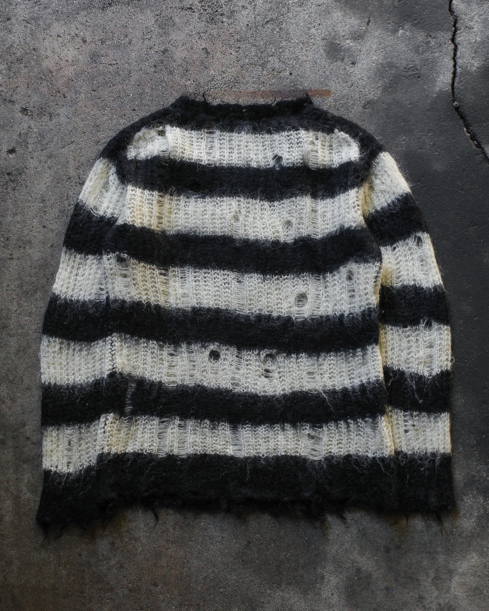 Comme Des Garcon AW14 Striped Grunge Knit