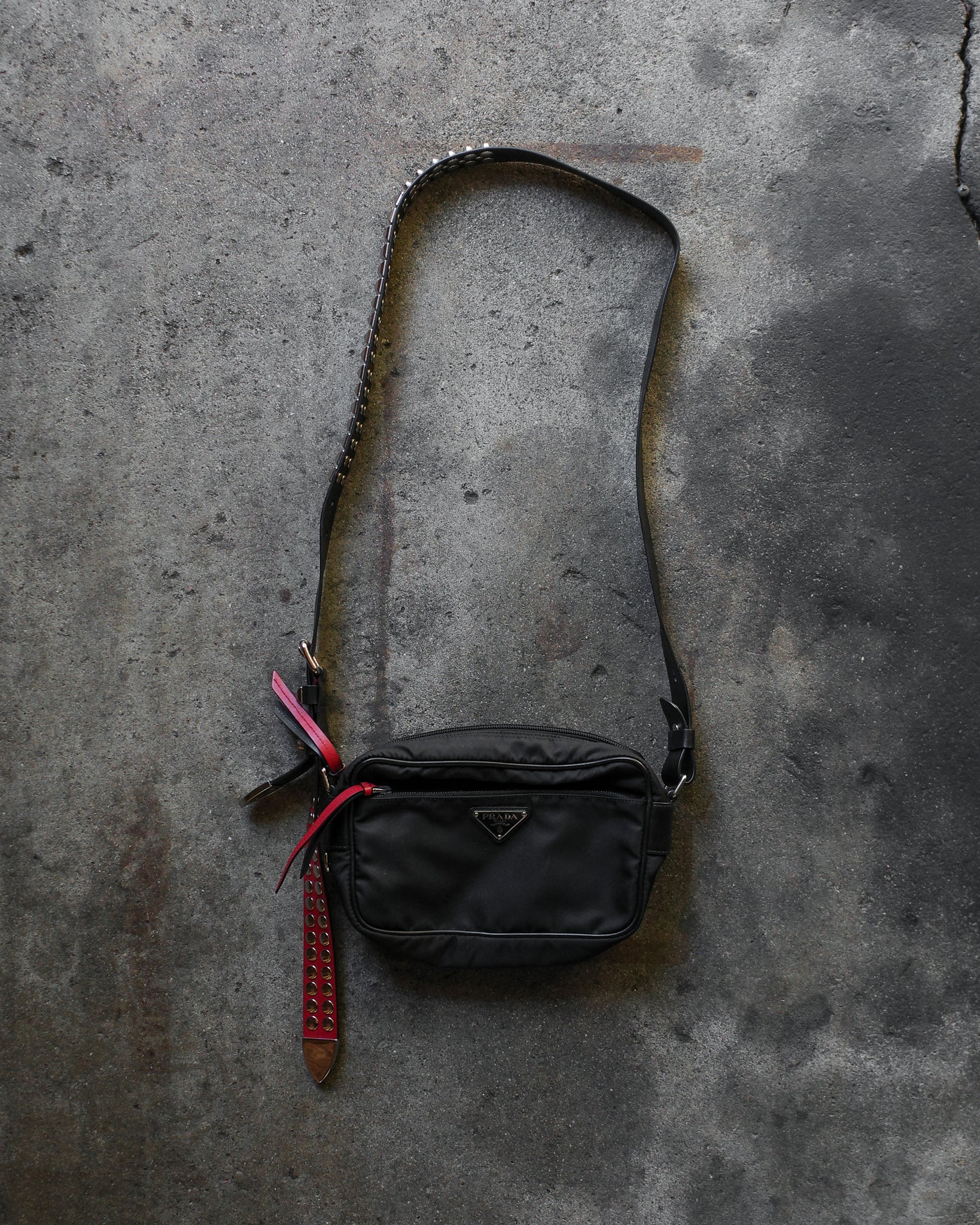 Prada 2018 Studded New Vela Messenger Bag